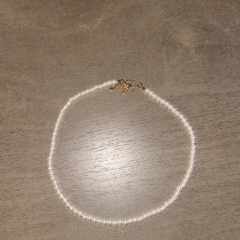 Shein Faux Pearl Beaded Necklace White